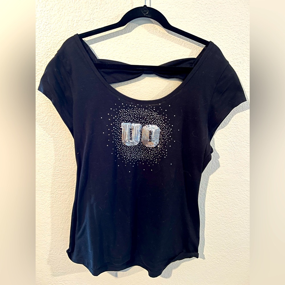 Black fancy back Oregon Ducks t-shirt with sequins UO